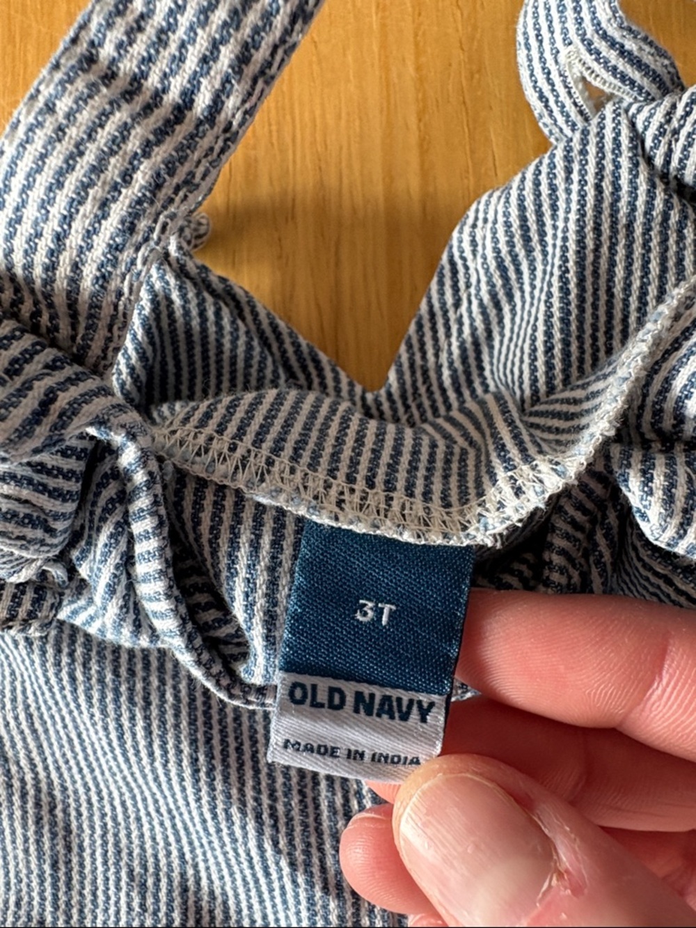 Old Navy Blue Pinstripe Kids Overalls - Picture 2 of 4